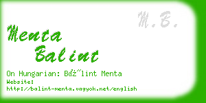 menta balint business card
